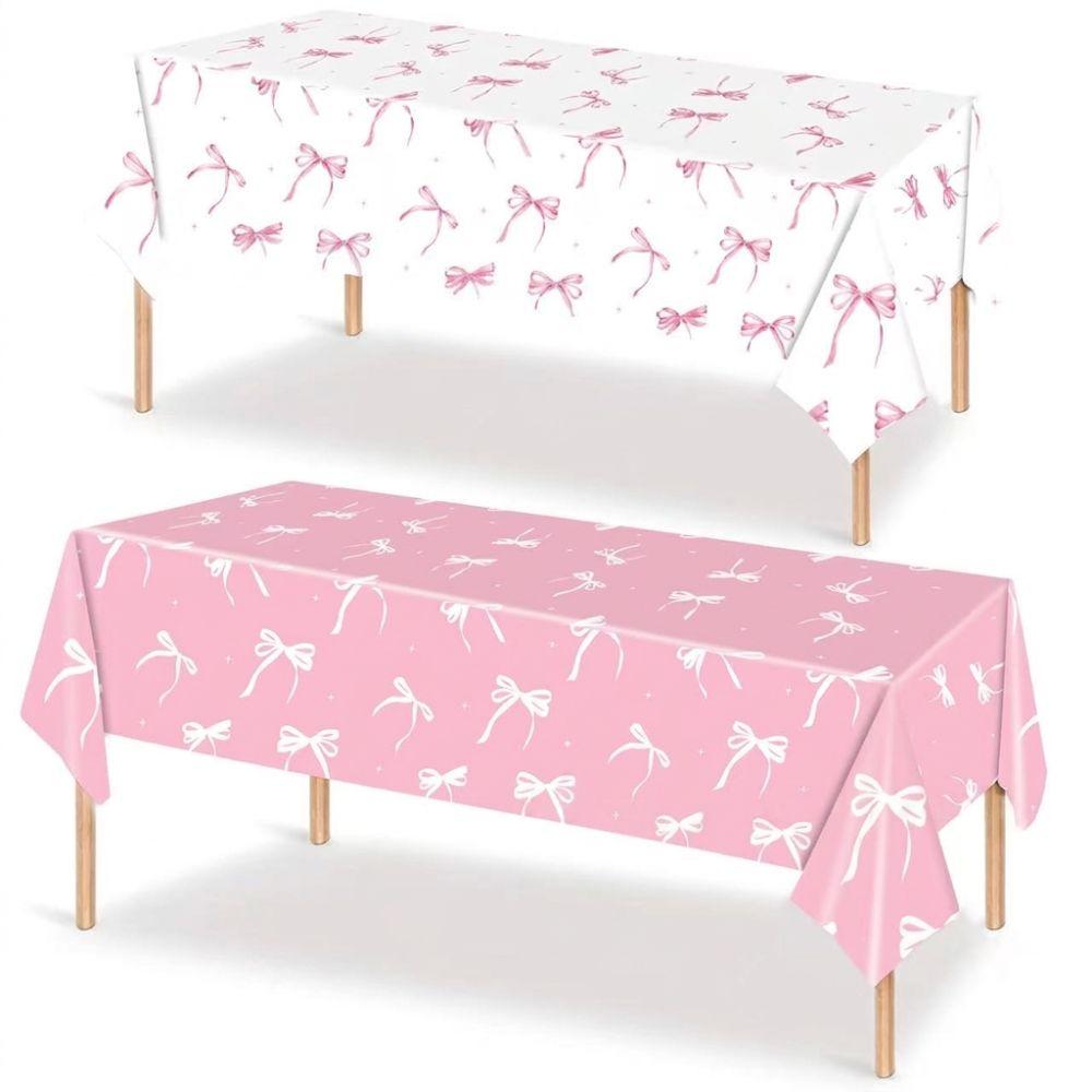 Disposable Table Cover Bow Birthday Theme Tablecloth Cute Table Clothes Party Decorations