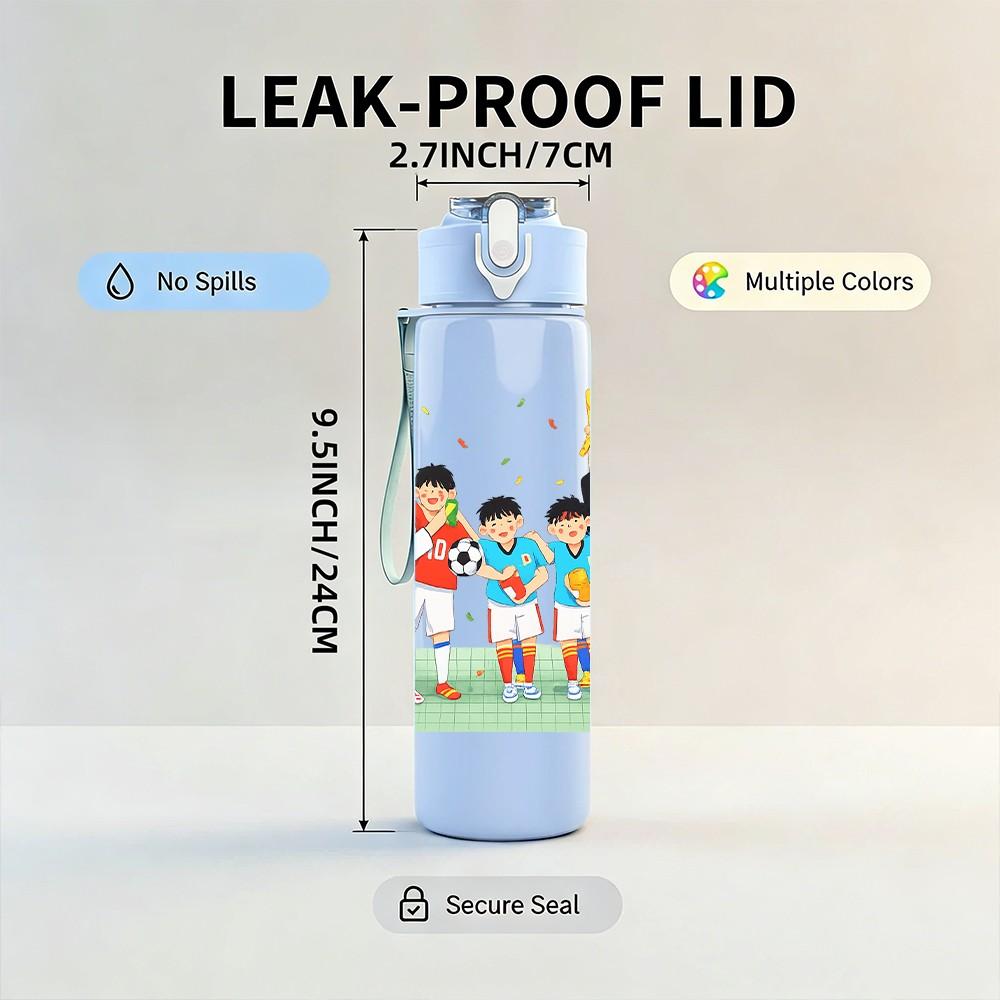 1PC Kids Cheer Sport Team Scene Print 750ml Color Plastic Sports Water Bottle Leakproof Flip Straw Lid Suitable for Sports Office Home Use