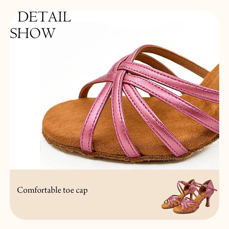 Modne Damskie Buty do Tańca Towarzyskiego Balowego Latin Tango Walc Cha Cha PU Obcas Wysoki 8CM