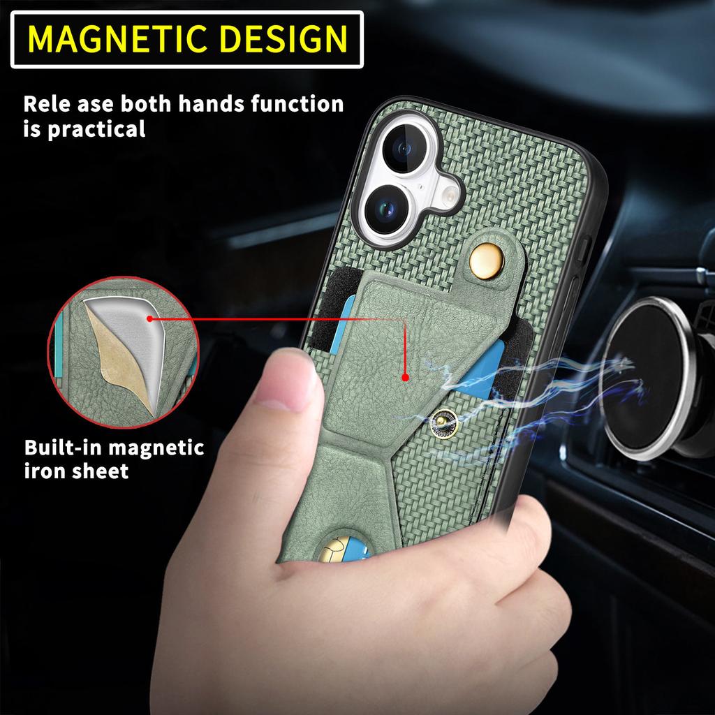 For iPhone 16 Case K-Shaped Kickstand Leather+PC+TPU Phone Cover