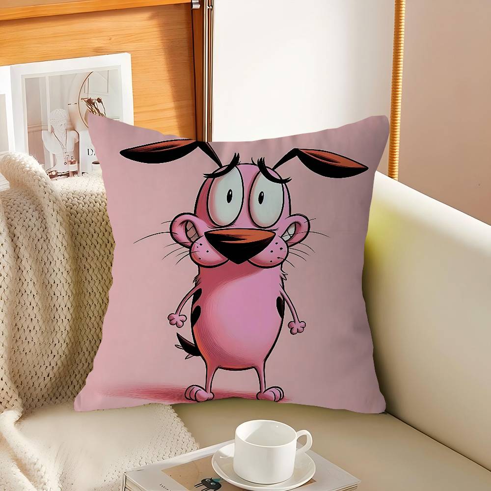 Cute Courage The C-Cowardly Dog Pillow Covers Cartoon Sofa Decorative Home Double-sided Printing Short Plush Cute Cushion Cover