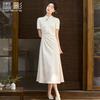 Vestido jacquard chino nuevo de estilo cheongsam mejorado con cuello mao