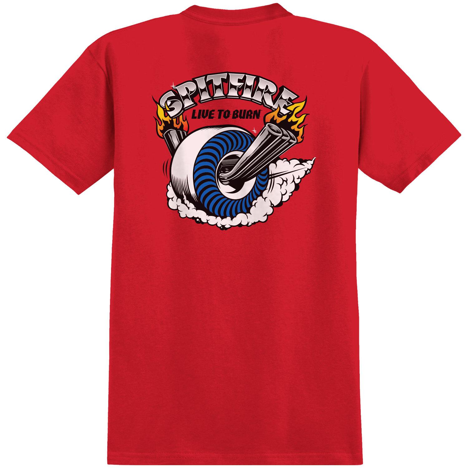 New Spitfire Wheels Shirt Burnout Red L