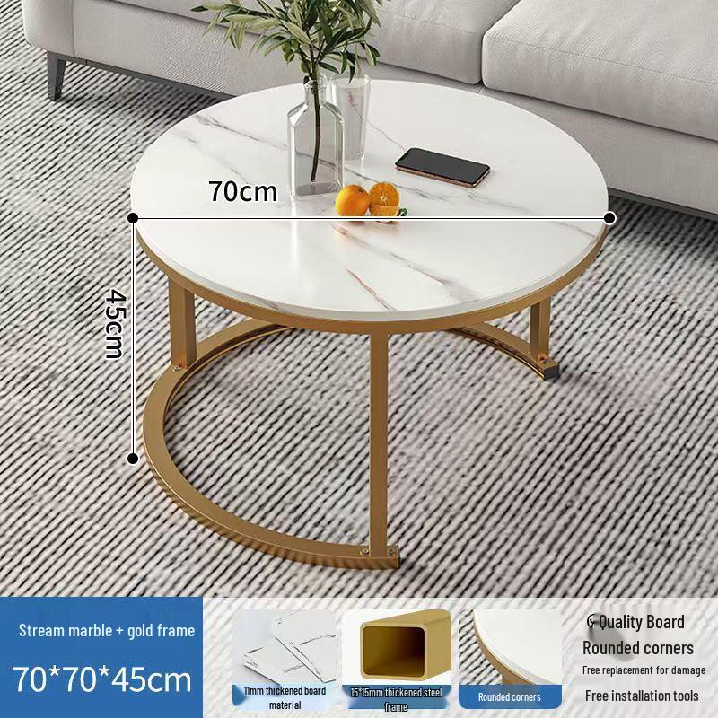 Simple Modern Light Luxury Coffee Table - Small Round Side Table for Living Room or Bedroom
