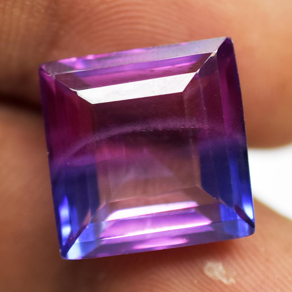 Natural Sapphire Loose Gemstone Bi-Color Square Cut 17.30 ct September Birthstone for Jewelry Making