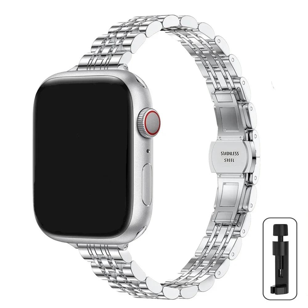 Metal Stainless Steel Strap for Apple Watch Band 41 42 46 49mm Bracelet for iWatch Ultra 2 Series 10 9 8 7 6 5 43 for Women 45mm