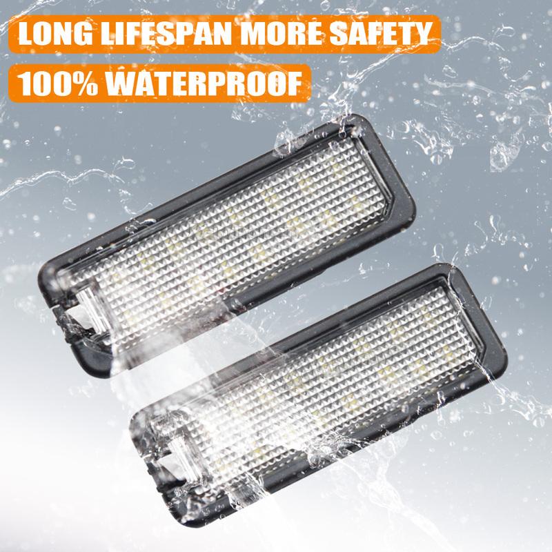 2pcs LED Number License Plate Light Lamp For VW Golf4/5/6/7 Passat B6 CC Eos Polo Superb Seat Leon Altea canbus no error White