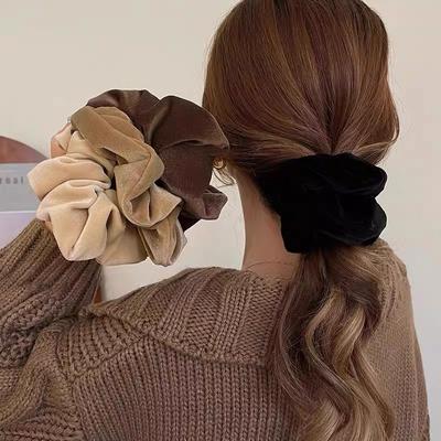 Damen Einfarbige Scrunchies Vintage Koralle Samt Haarband für Mädchen Pferdeschwanzhalter Gummibänder Elastische Haargummis Accessoires