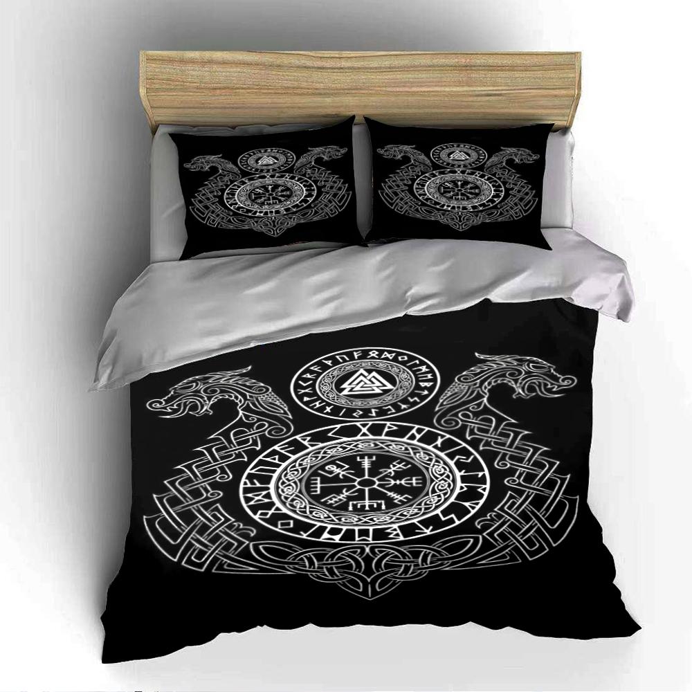 Viking Symbol Black Bedding Set Bedding Set (1 Duvet Cover, 2 Pillowcases, Duvet Not Included)