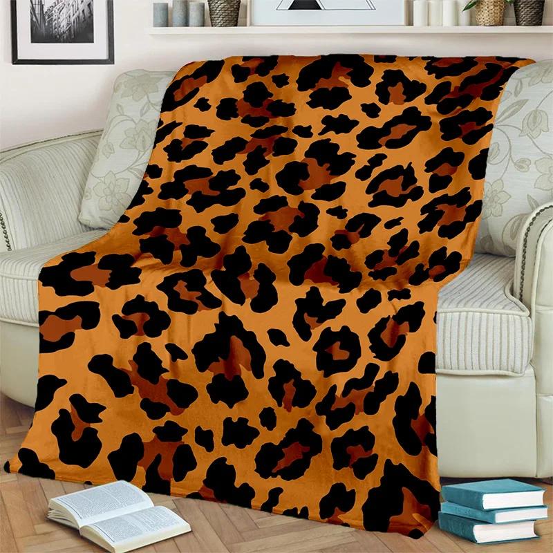 3D Wild Leopard Stripe Print Series Blanket,Soft Throw Blanket for Home Bedroom Bed Sofa Picnic Travel Office Cover Blanket Kids