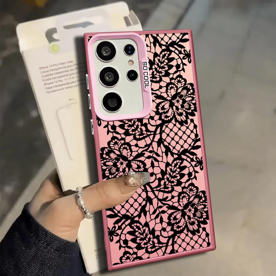 

Black Cool Lace Phone Cover Case for Samsung Galaxy S25 S24 FE S23 S21 Note 20 Ultra S23 Ultra S22 S20 Plus S25Edge Galaxy S25