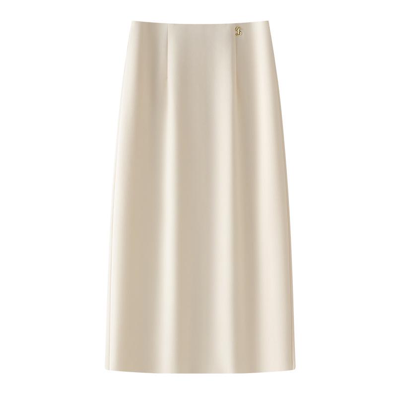 

Beige High-Waisted Knee-Length Slimming Bodycon Skirt for Spring & Autumn 2025 S