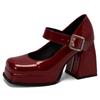 Women's High Heels Pumps Mary Jane Shoes Platform Pink Black Wine Red White Block Heeled Working Party Dance Wedding Shoe Female