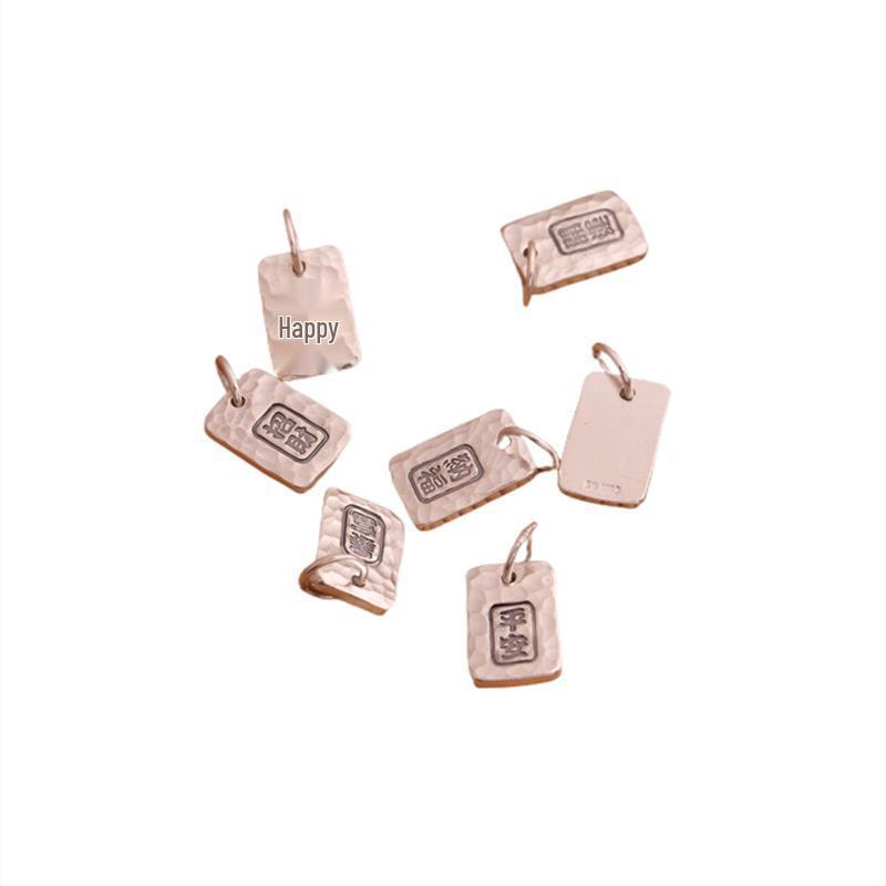 S999 Sterling Silver Smooth Drip Pendant Charm, Engravable Tag for Men, Women, Couples.