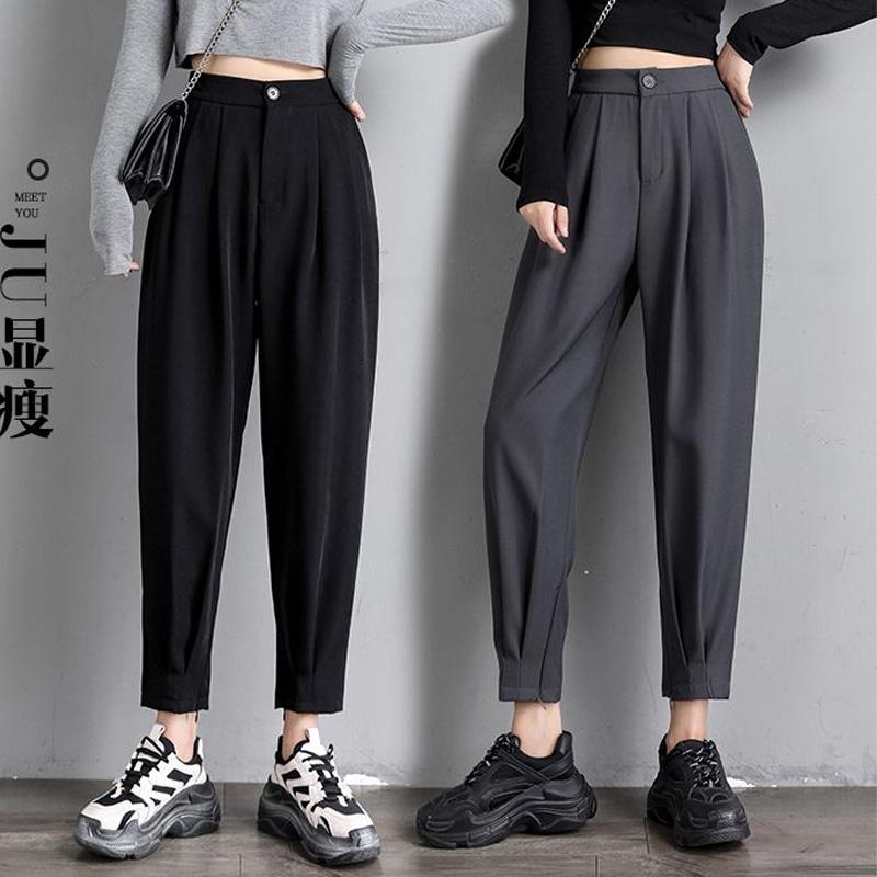 2023 Summer Fashion Commuting Simple High Waist Button Loose Relaxed Slim Drop Feel Versatile Oversize Women's Suit Harlan Pants