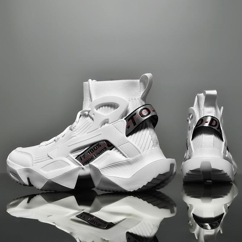 

Трендовые мужские повседневные спортивные кроссовки с высоким берцем 2025 года — сверхлегкая, большого размера, летящая тканая коллекция. Size 40 белый