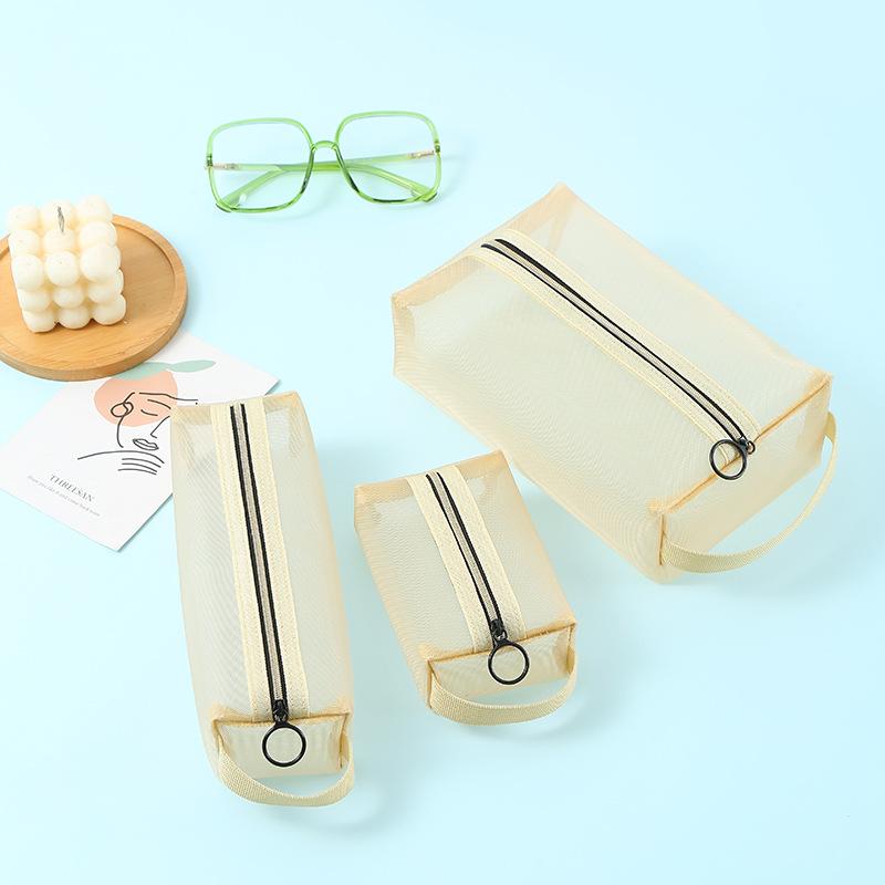 High-Capacity Luxury Mesh Cosmetic Handbag: Makeup, Lipstick, and Brush Organizer