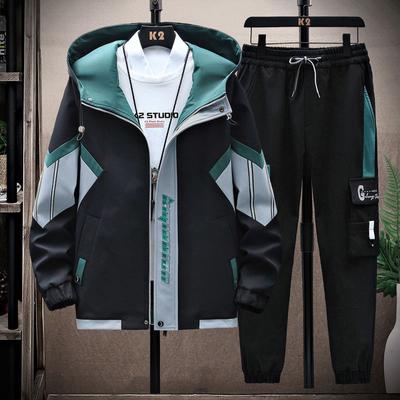 Spring Autumn Tracksuits Men Set Casual Hooded Jacket Pants Corduroy Sweatshirt Sportswear Coats Men Jacket+Pant Suits