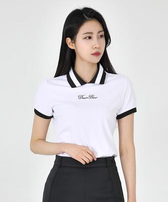 DOWNBLOW Women'S Golf Wear Contrast Line Collar Short Sleeve T-Shirt Db2501W