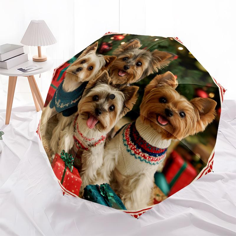A Group of Dogs pattern, automatic folding umbrella, portable and foldable design, 8 ribs, a Christmas or birthday gift.