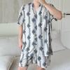 New Artificial Cotton and Silk Short-sleeved Shorts Summer Pajamas Women's Sweet Cardigan Casual Loungewear