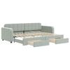 Pull Out Daybed with Drawers Light Grey 80 X 200 Cm Velvet