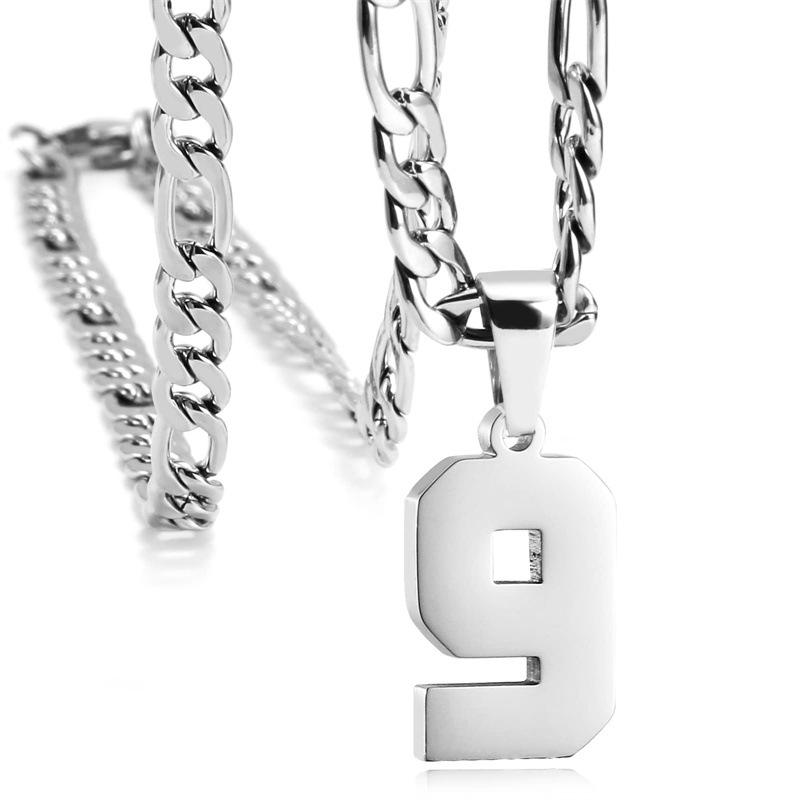 Men's Athlete Stainless Steel Sports Digital Necklace Baseball/Basketball/Soccer Team Inspiration Jewelry Spot