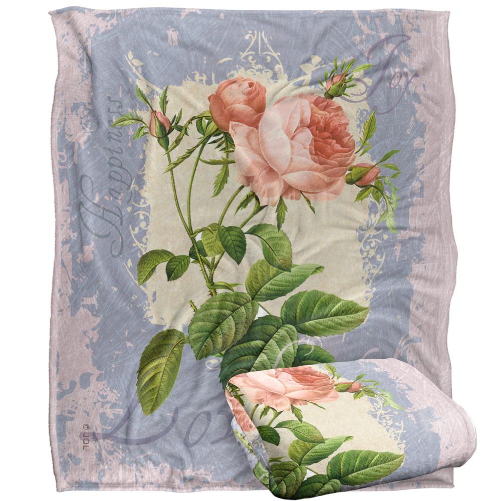JQ Licensing Love Happiness Joy Silky Flowers Supersoft Blanket