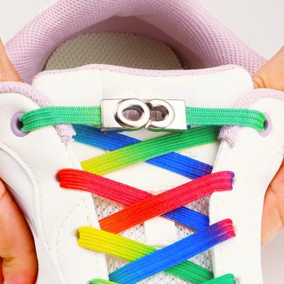 Colourful Elastic Laces Sneakers New Lock No Tie Shoelaces Kids Adult 8mm Wide Flat Shoelace Without Ties Shoes Accessories