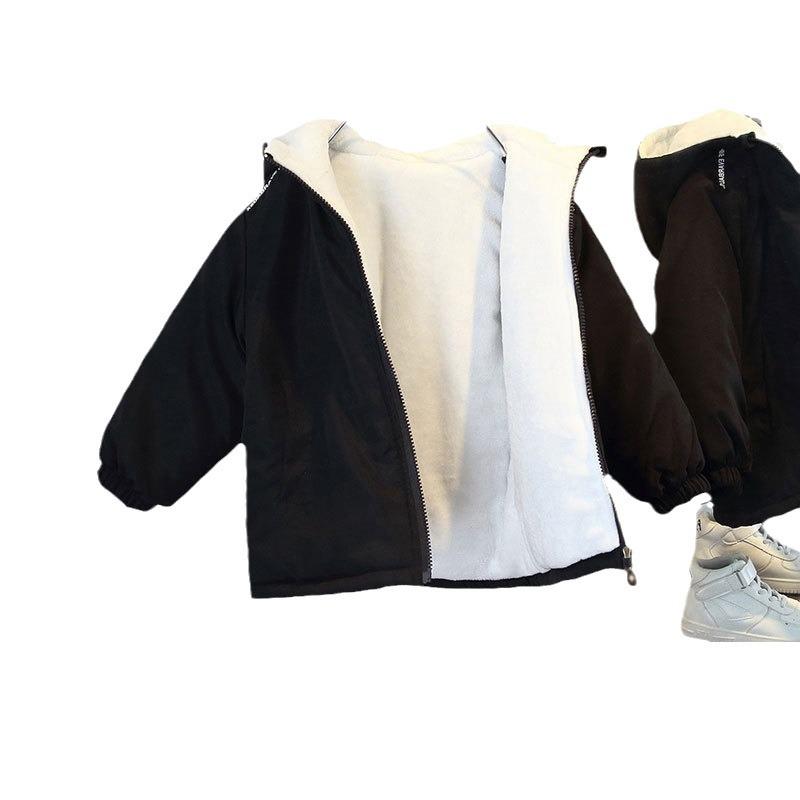 Geacă Trendy de Toamnă/Iarnă pentru Băieți - Stil Stradal 2025, Căptușeală Groasă din Bumbac