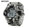 SANDA 2183 Camouflage Series Fashion Style Multi-functional Student Watch Waterproof Electronic Watch Sport Silicone Wristwatch