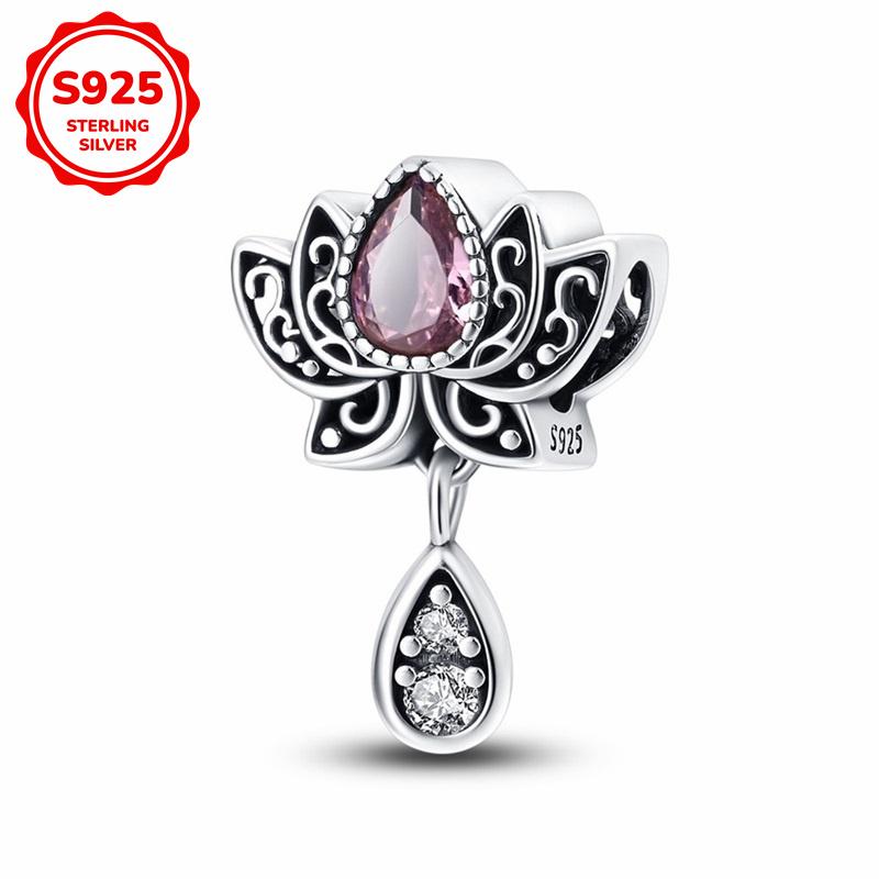925 Silver Pink Cute Lovely Butterfly Perfume Girl Charms Beads Fit Bracelet DIY Making For Woman Jewelry