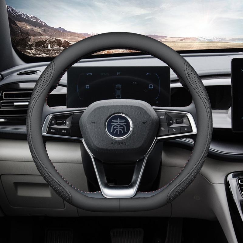 BYD Genuine Leather Steering Wheel Cover for Qin Plus/Pro, Dolphin, Han, F3, Yuan, Song Pro, Han EV, Song Max – Ultra-thin Design
