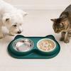 Yousheng Double Bowls Pet Feeder, Slow Feeder Bowl And Stainless Steel Bowl, Spill-Proof Anti-Slip Water And Food Bowl Set for Indoor Cats Dogs