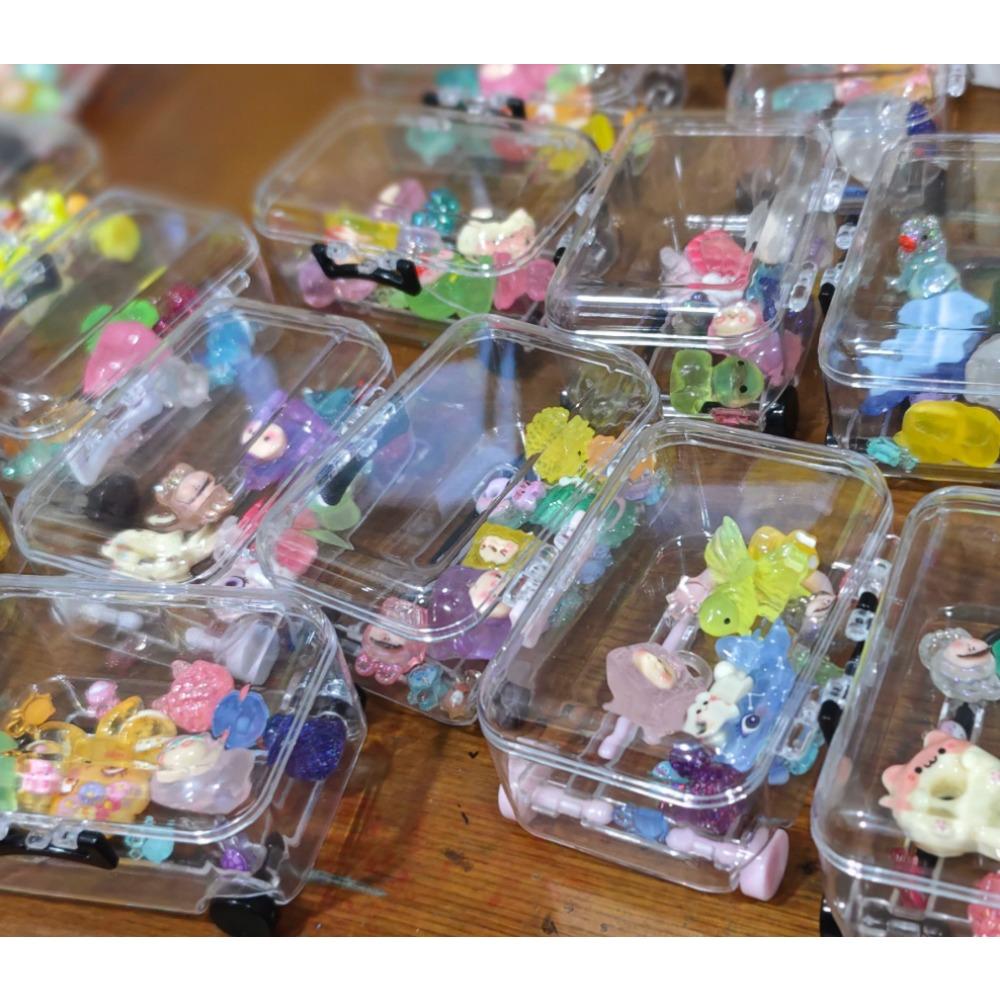 Cute Mini Luggage Storage Box, Clear Suitcase Candy Box for Wedding Favor, Small Trolley Case Creative Jewelry Organizer