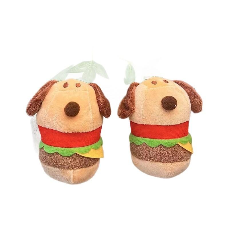 Creative Plush Adorable Hamburger Dog Keychain Cute Stuffed Toy Keyring Students For
