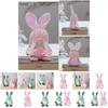 Chaoya Easter Fabric Faceless Bunny Couple Dolls Knitted Hat Decoration Figurines