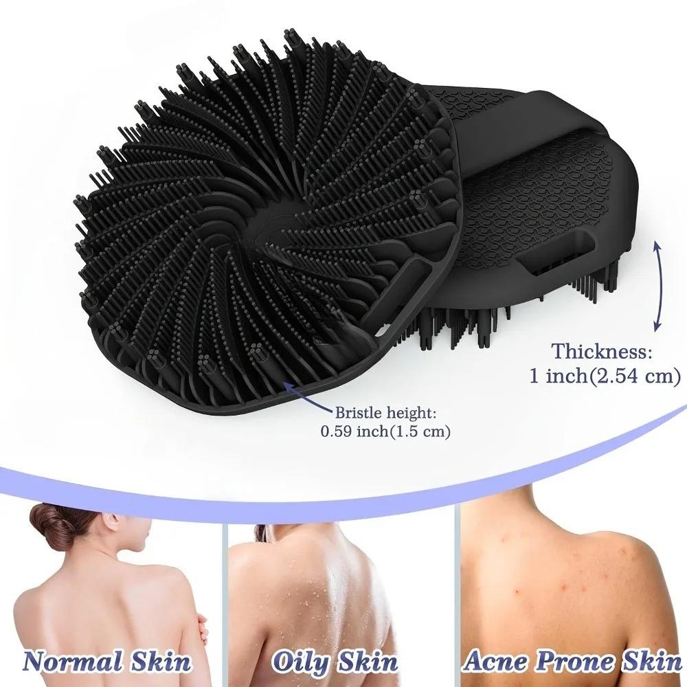 Bath Soft Silicone Back Brush Bath Shower Sponge Scrubbing Brush with Handle Exfoliating Scrub Skin Massager Exfoliating Brushes