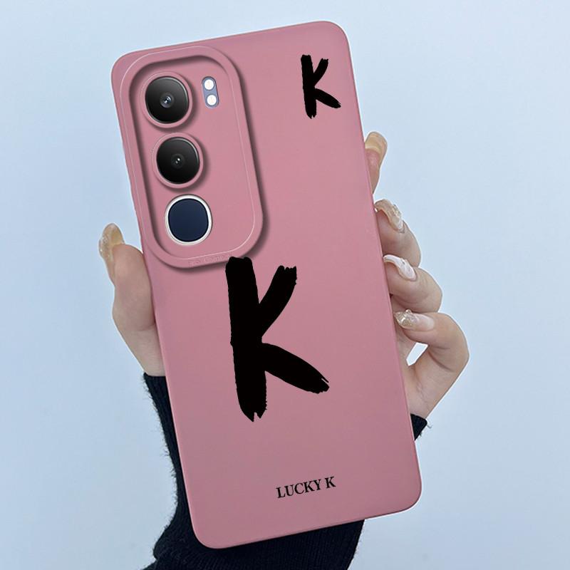 For Vivo Y19s V2149 Cover Case Lucky Initial Letter Couple Silicone Soft Matte Phone Bumper for Vivo Y19s 4G Y29 5G Casing