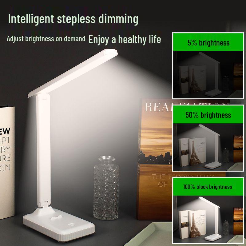 LED Desk Lamp: Touch Dimming, Foldable, Dual Power (Plug-in/Battery) - Perfect for Dorms and Bedside Use