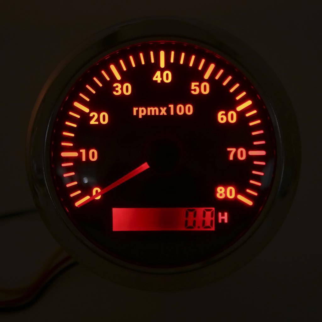 85mm 0‑8000RPM Tachometer 7 Colors Backlight IP67 Waterproof Pointer Type for Boat Marine RV 9‑32V