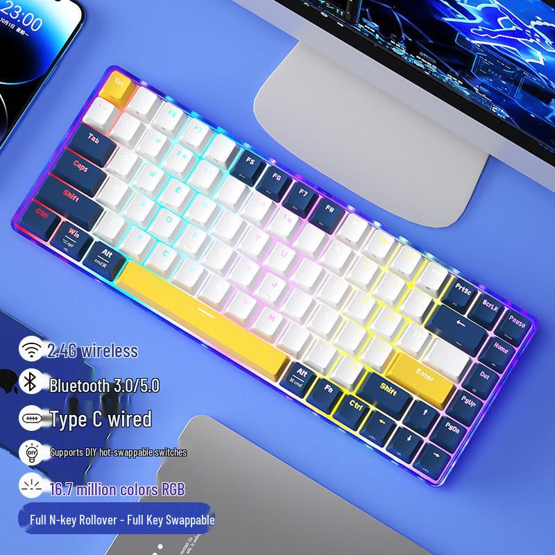 BOW Hot-Swappable Wired Mechanical Keyboard - Universal Compact Gaming with Small Red/Brown Switches, 68 Keys