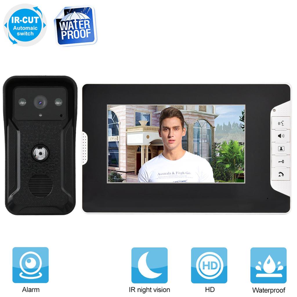 7inch Wired Color Video Intercom Doorbell Night Vision Rain proof Door Bell