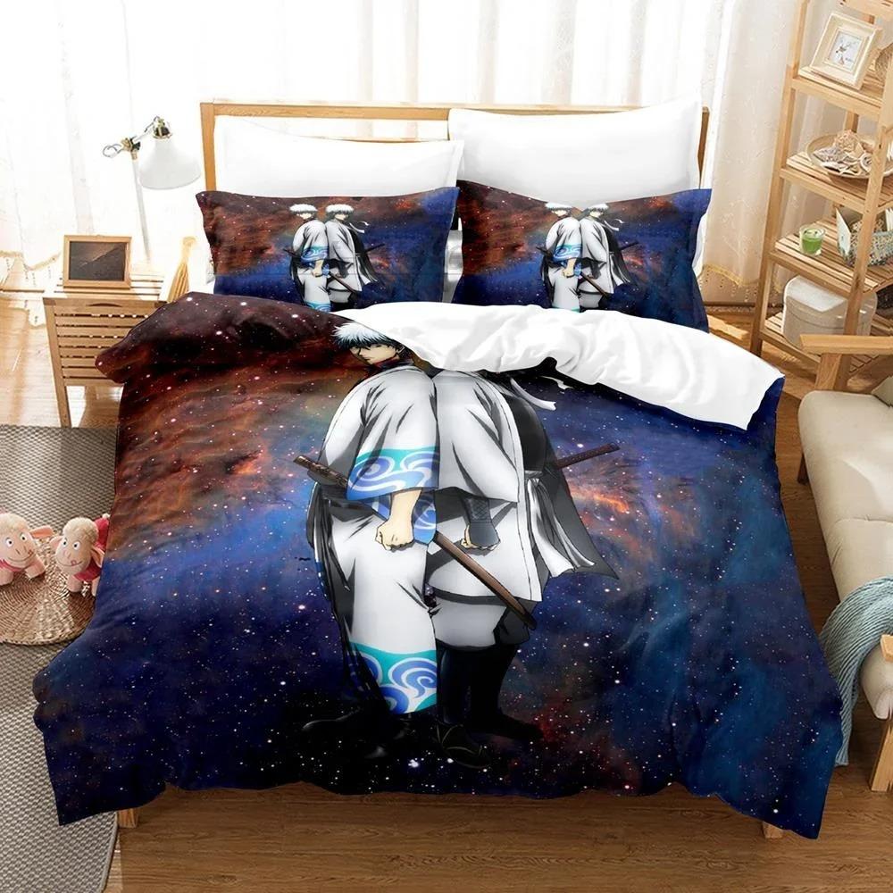 Mode 3D Anime Bettlaken-Set Gintama Bettwäsche-Set Einzelbett Twin Full Queen King Size Bett-Set Erwachsene Kinder Schlafzimmer Bettbezug-Sets