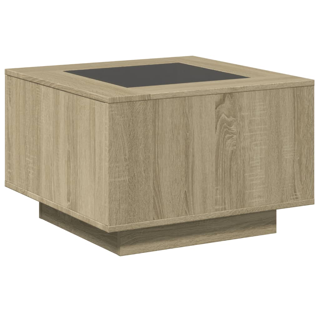 LED Coffee Table in Sonoma Oak 60 x 60 x 40 cm Particleboard