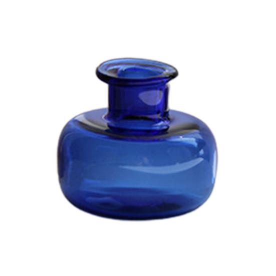 Miniature Vase, Tiny Blue Glass Vase, Small Flower Holder, Cute Mini Vase for Miniature Houses DIY Refrigerator Magnets (Magnets Not Included)