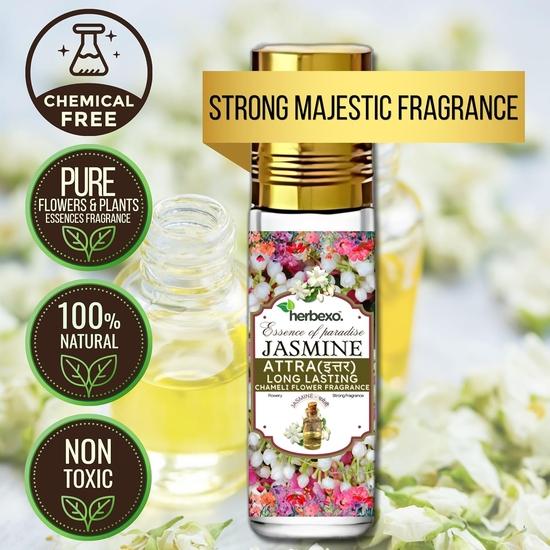 Jasmine Dhoop and Attar Combo Set, Herbal Dhoop, Pure Jasmine Fragrance, Long Lasting, Non-Toxic, Low Smoke Natural Jasmine Ittar and Dhoop Combo Pack