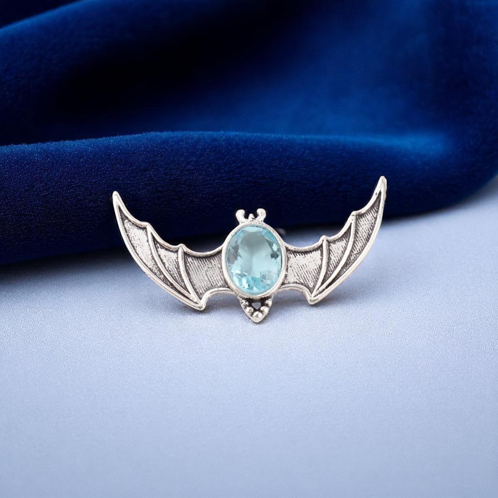 Sky Blue Topaz Gemstone 925 Sterling Silver Jewelry Women Pendant 1" For Gift CP-33-3