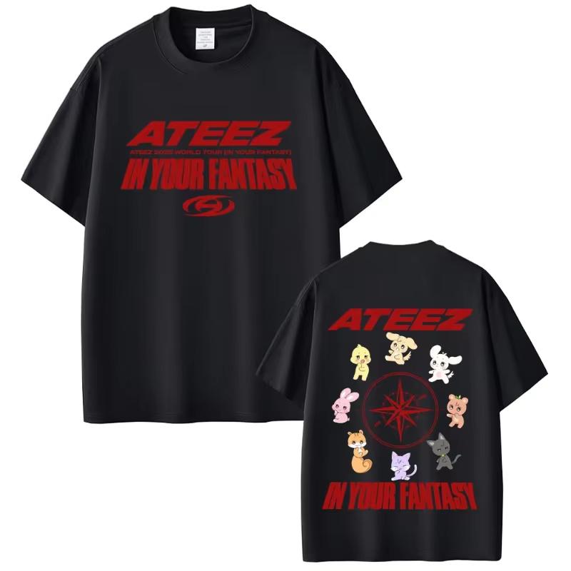 Korean Band ATEEZ in Your Fantasy 2025 World Tour T Shirt Funny Cartoon Tshirt Unisex Women Kpop Fashion Trend Short Sleeve Tshirt