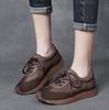 British Style Lace-up Women Genuine Leather Sneakers Flat Thick Sole Travel Shoes 2026 New Casual Sneakers Trendy Shoes
